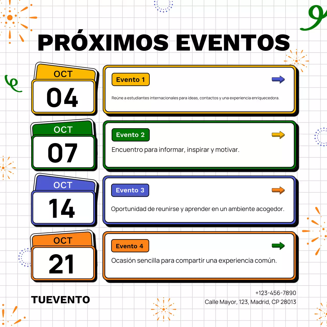 Publicación de Instagram con el calendario de eventos de Año Nuevo de White Modern