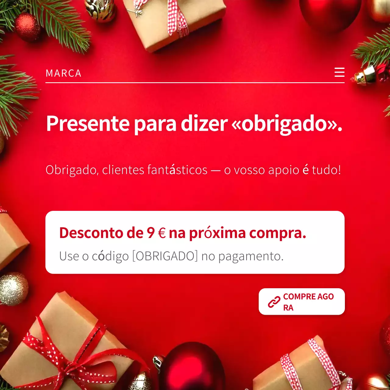 Promoção de presentes festivos modernos em vermelho para redes sociais
