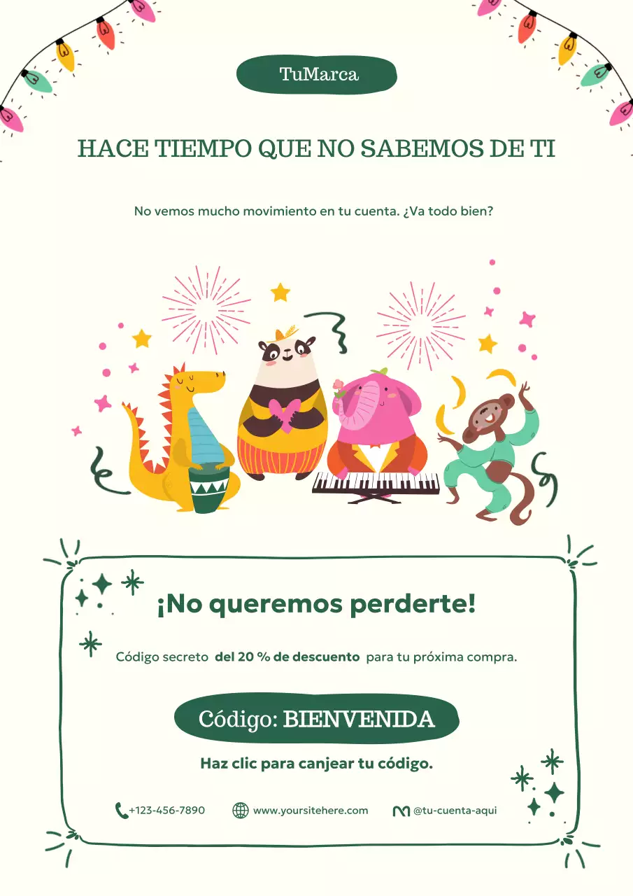 Cartel promocional de Año Nuevo, colorido y divertido