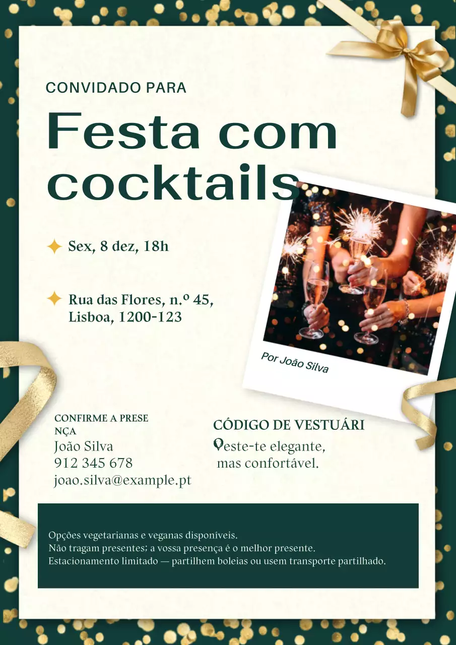 Convite para festa de Ano Novo com coquetel (pôster online)