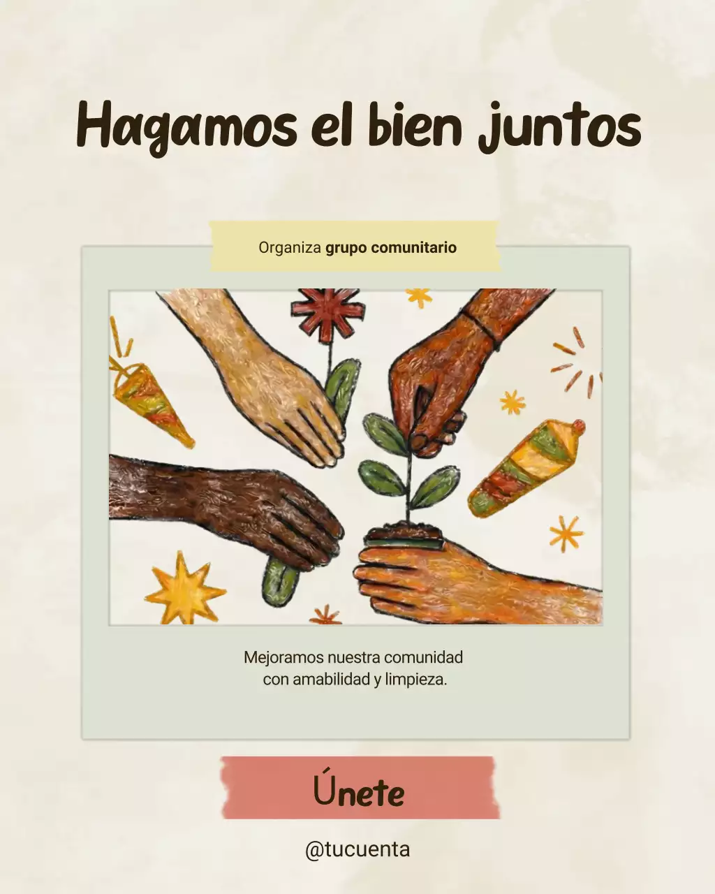 Publicación de Instagram de invitación comunitaria rústica beige