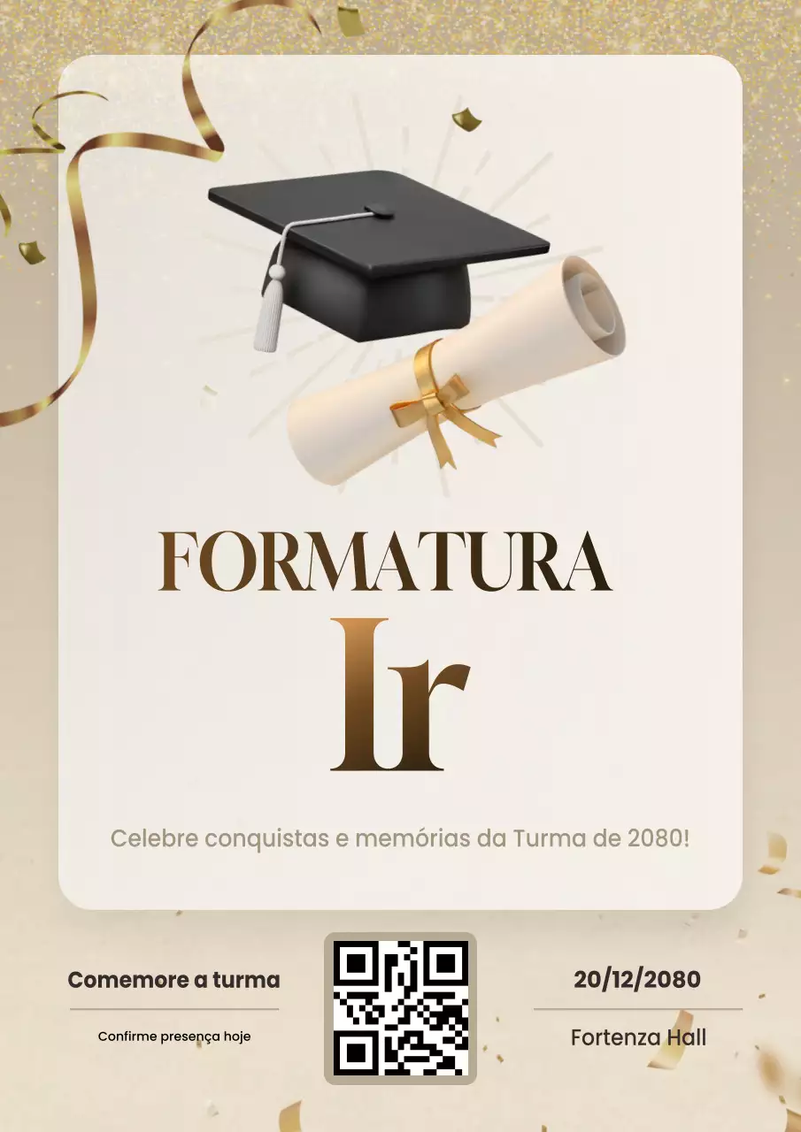 Pôster bege para a cerimônia de formatura na web