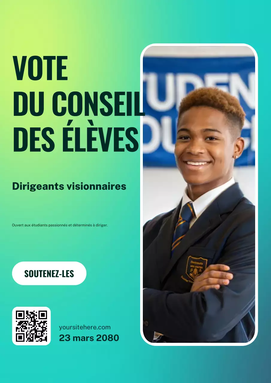 Affiche bleue moderne d'annonce des élections étudiantes