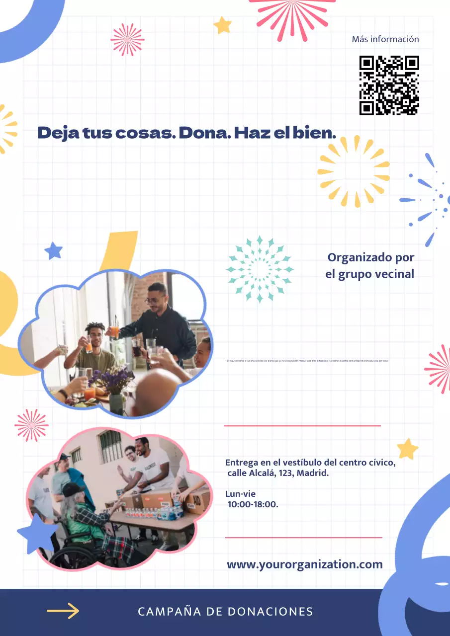 Póster promocional de donaciones Blue Modern