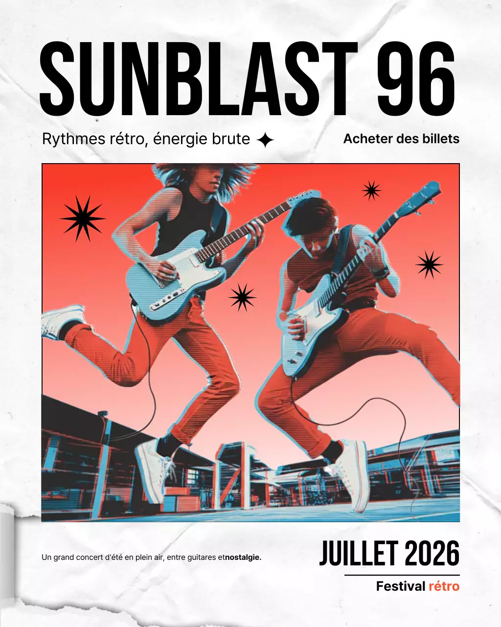 Publication Instagram de promotion d'un événement musical rétro beige