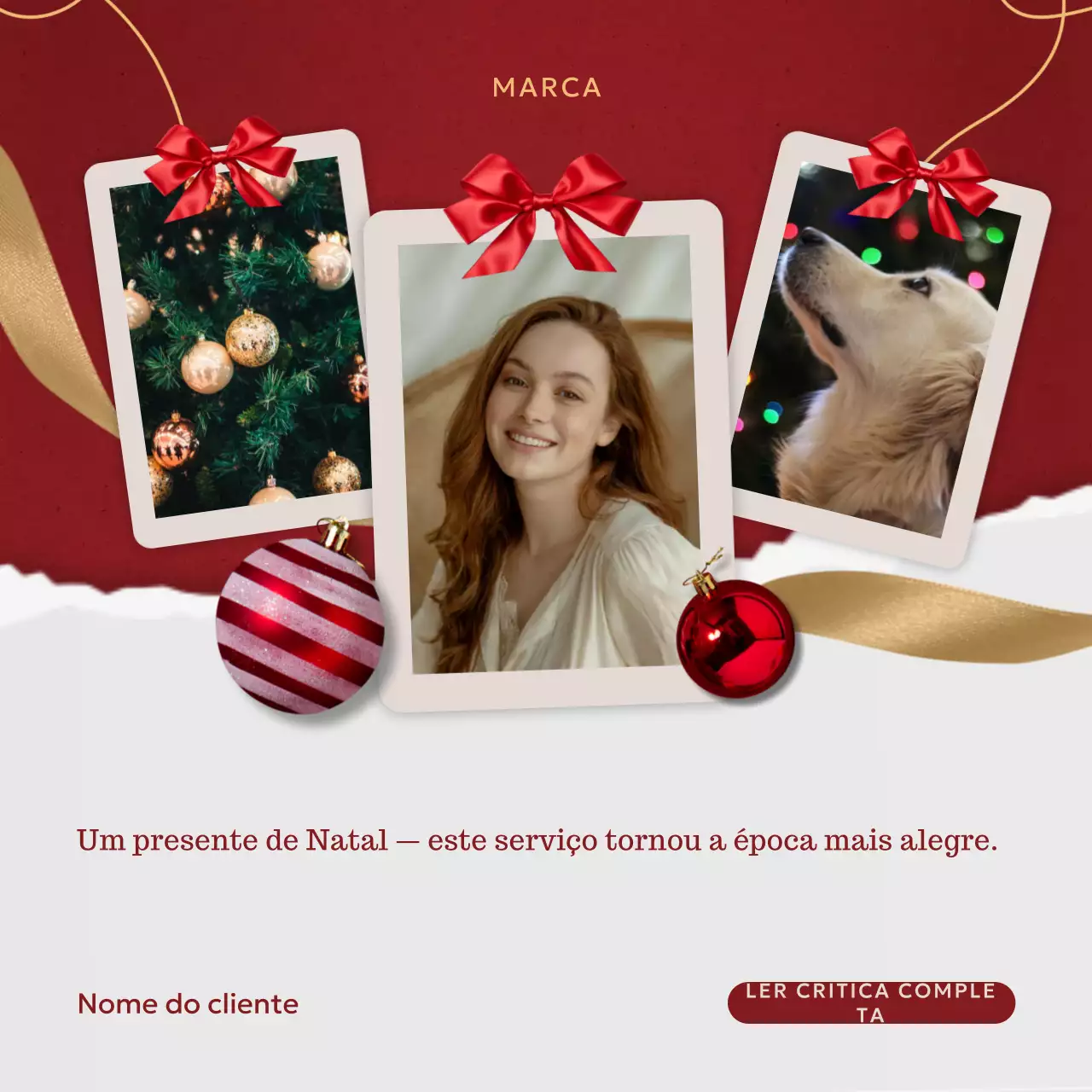 Mensagem clássica de boas festas em formato quadrado vermelho para redes sociais.