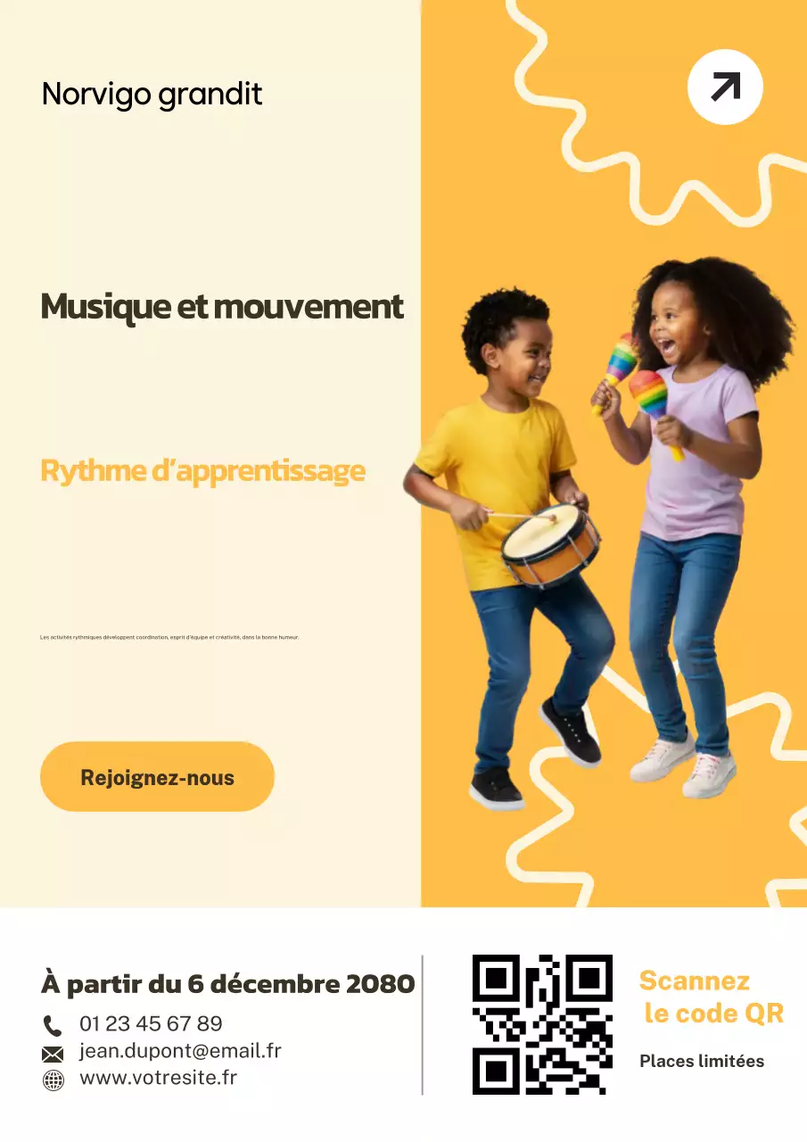 Affiche Web sur l'apprentissage de la musique et du rythme
