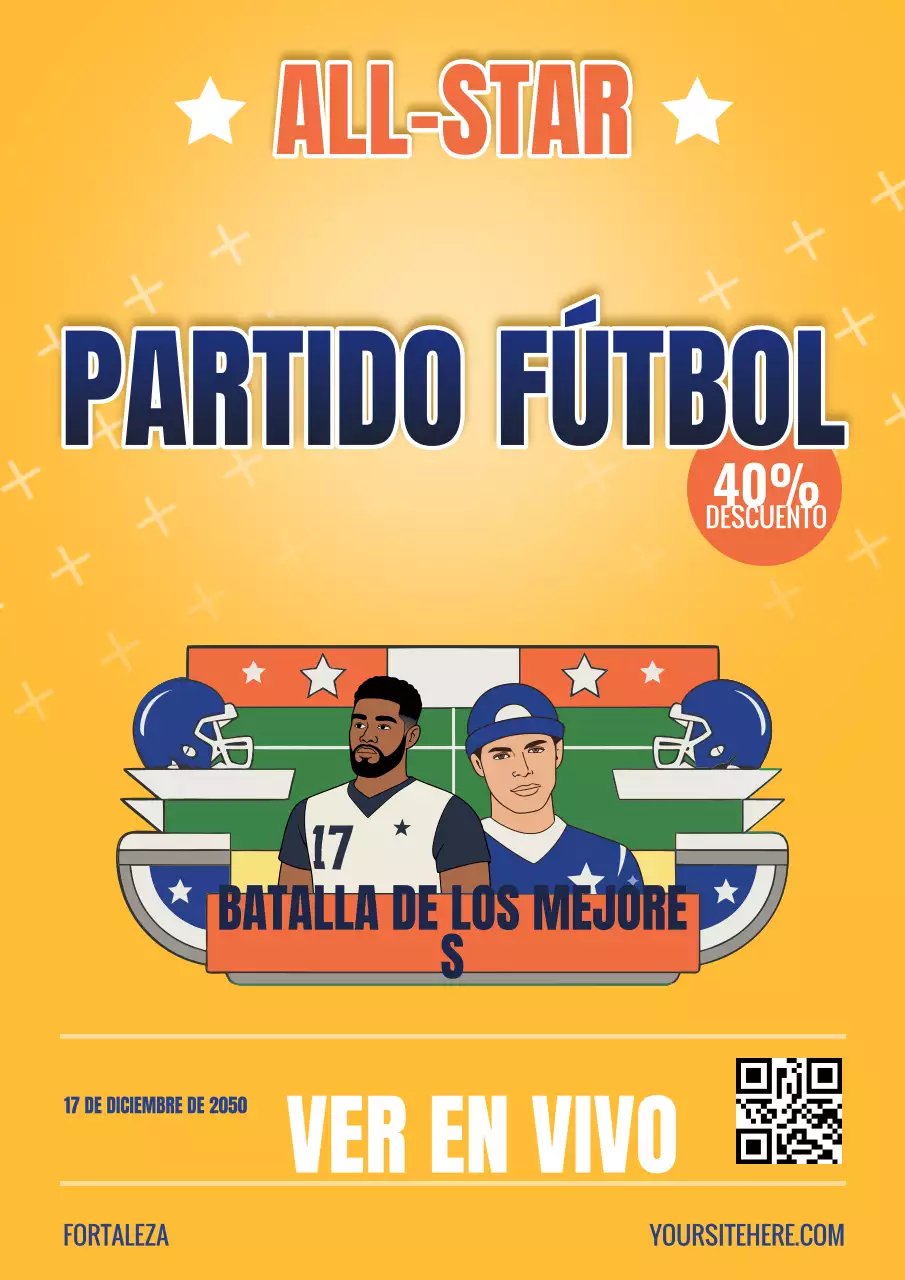 Póster promocional de fútbol retro beige