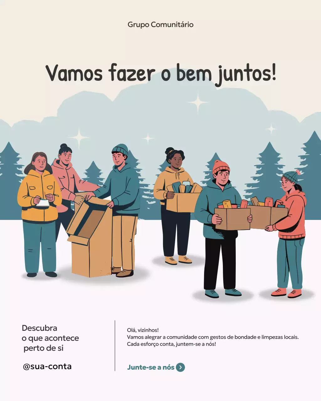Postagem no Instagram sobre o anúncio do evento comunitário Beige Modern