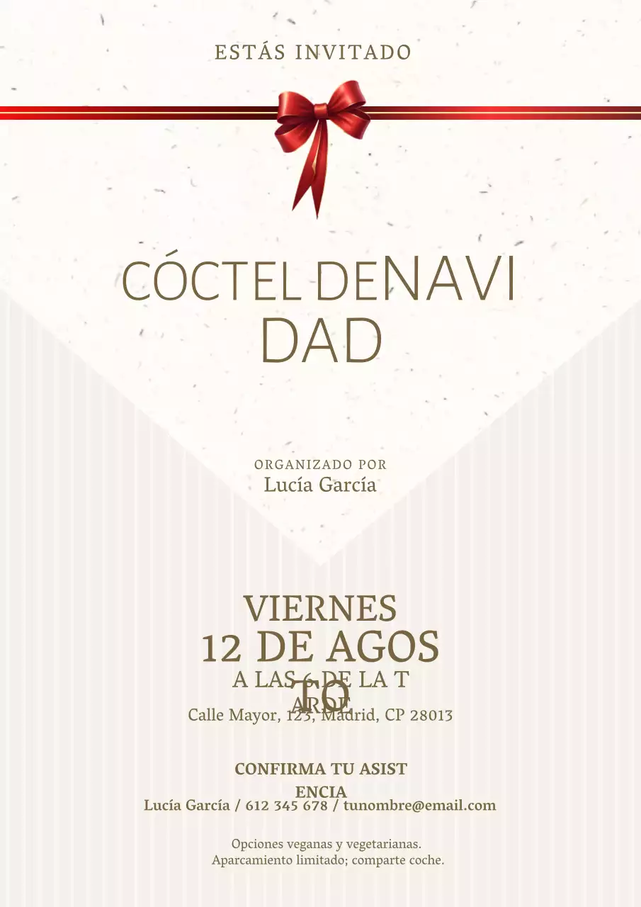 Póster web de invitación a cóctel navideño