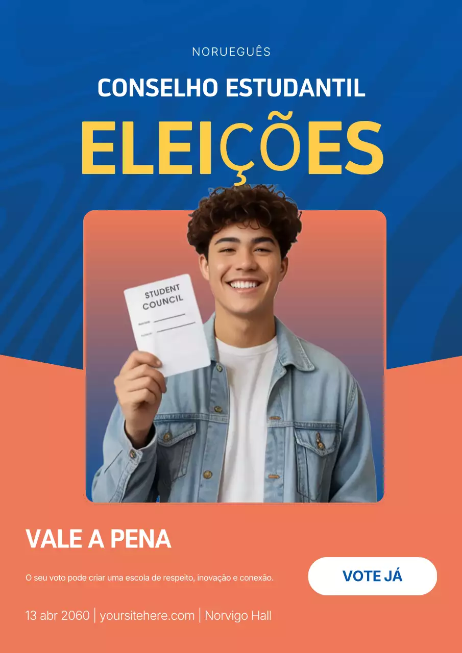 Cartaz azul moderno para anúncio das eleições estudantis