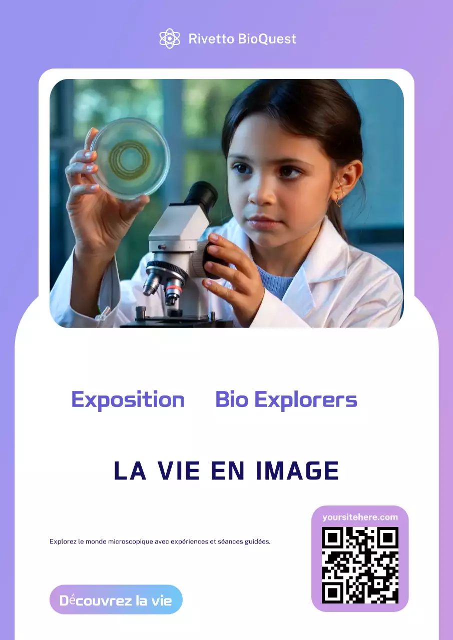 Affiche violette pour un événement scientifique moderne