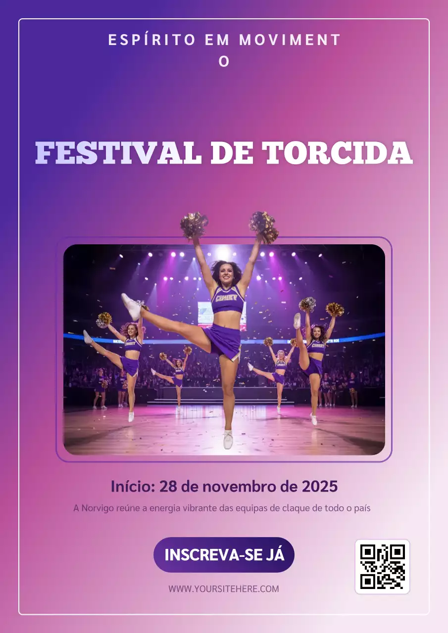 Pôster de anúncio de líder de torcida moderno roxo