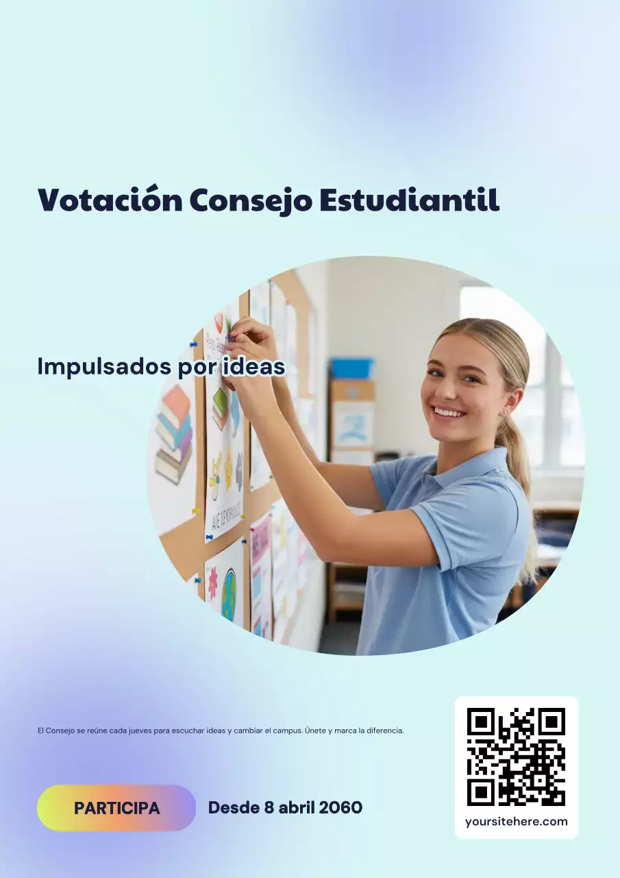Póster de anuncio estudiantil moderno azul