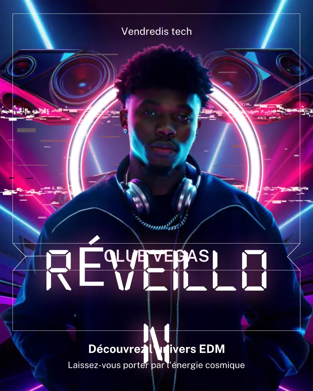 Publication Instagram de promotion de musique électronique moderne néon