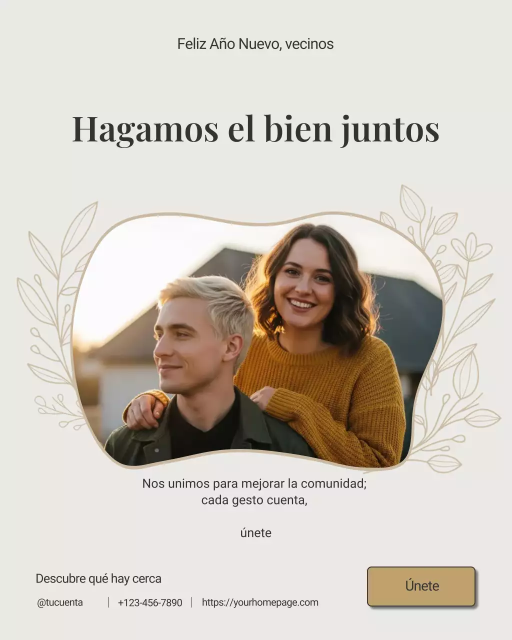 Publicación de Instagram de la invitación a la comunidad beige