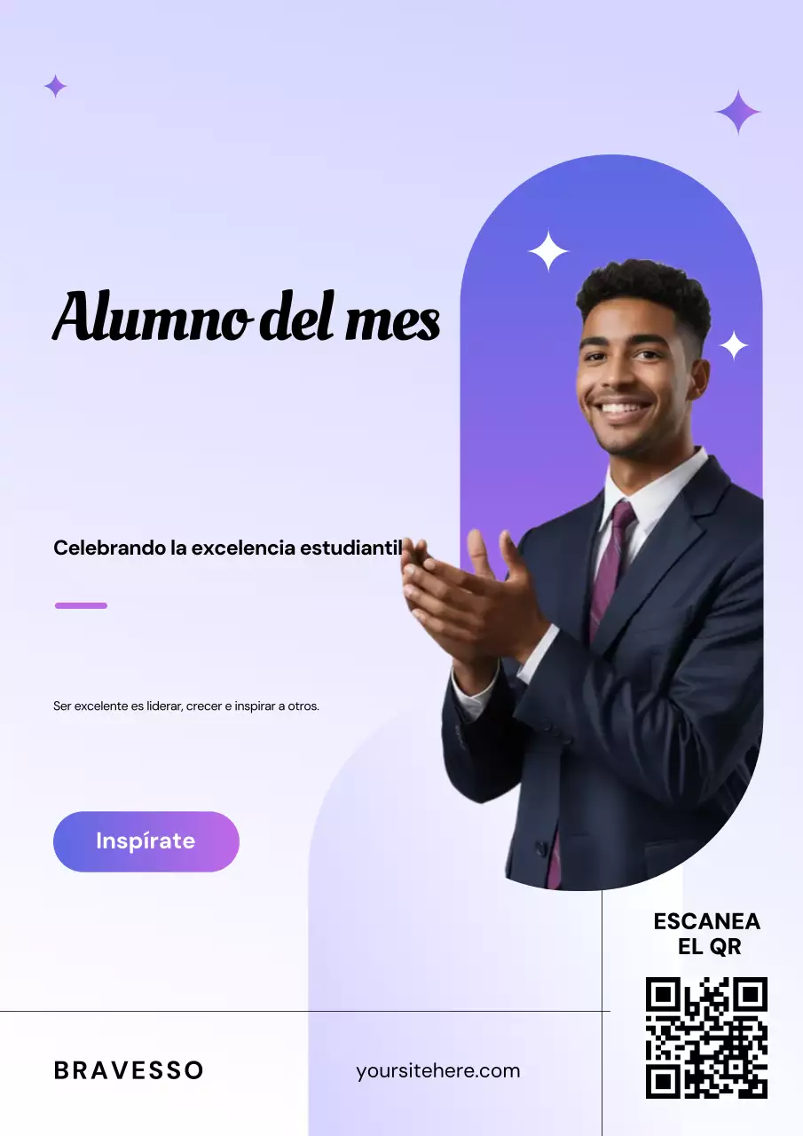 Póster de anuncio estudiantil moderno morado