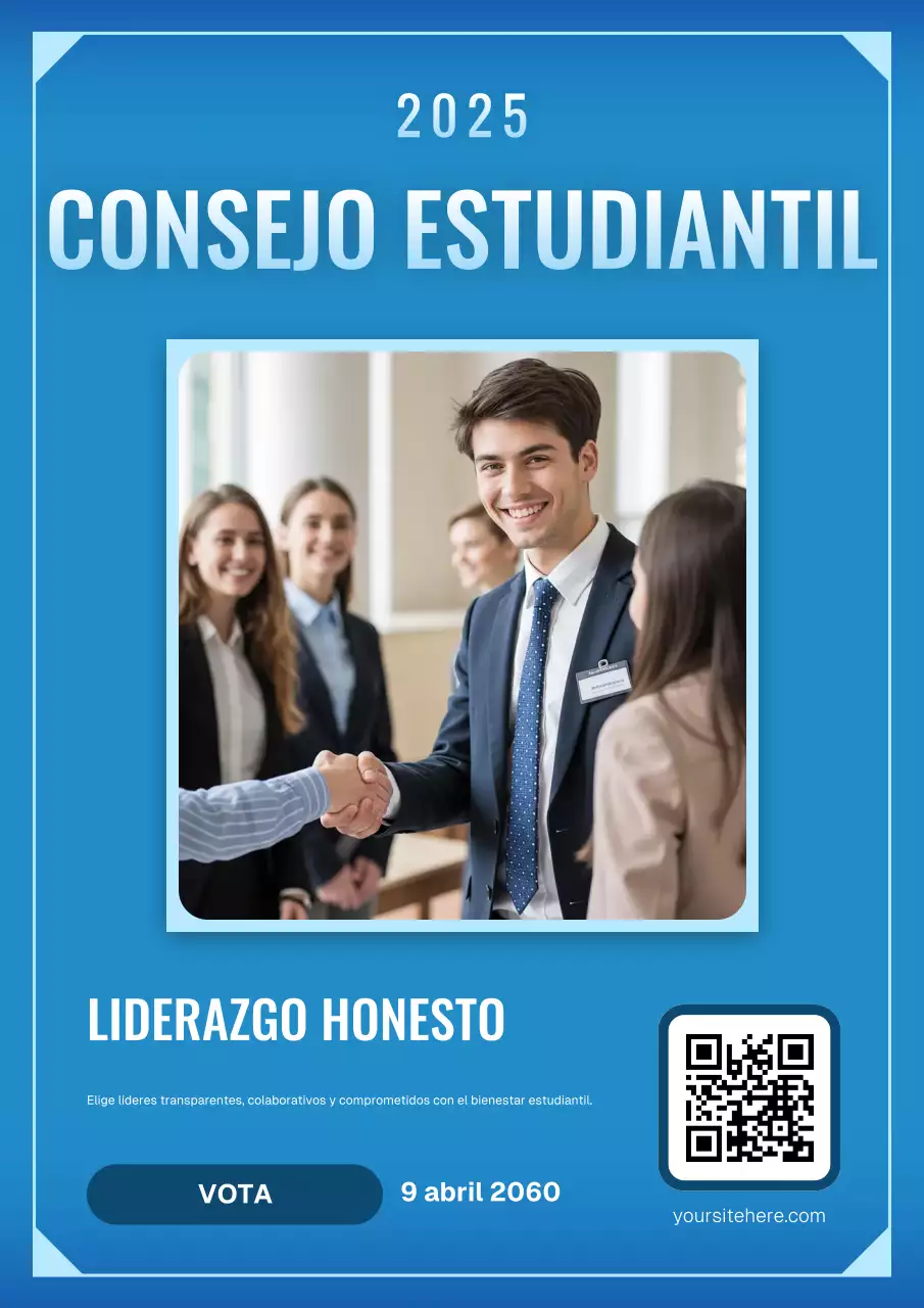 Póster azul moderno de promoción del liderazgo