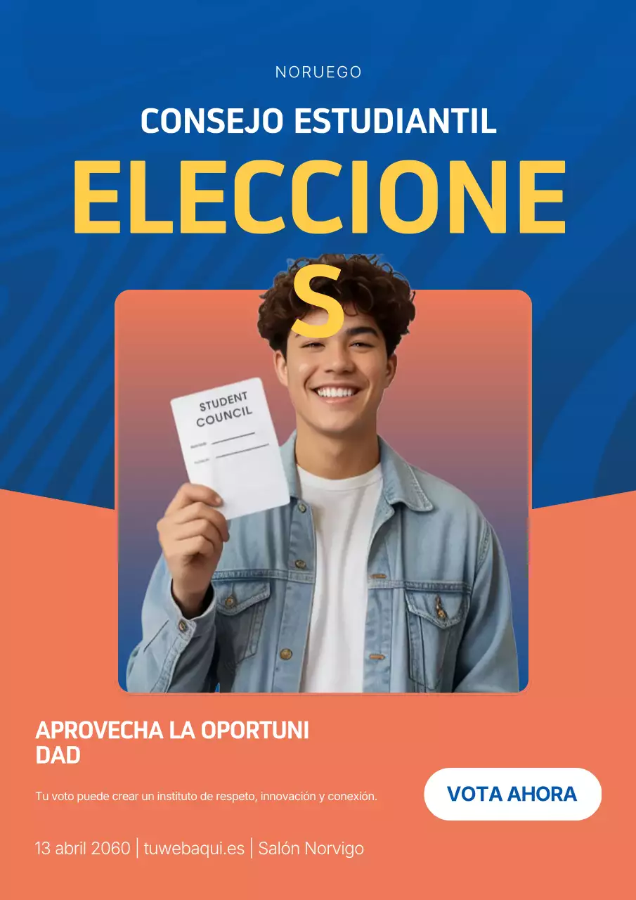 Cartel de anuncio de elecciones estudiantiles modernas en azul
