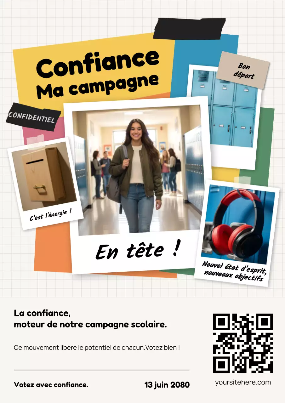 Affiche promotionnelle jaune pour l'école moderne
