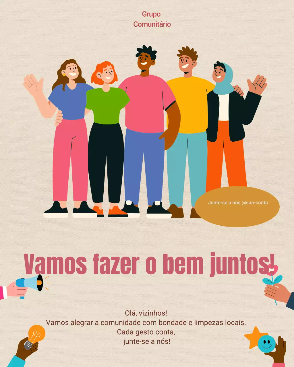 Postagem de convite para a comunidade retrô bege no Instagram