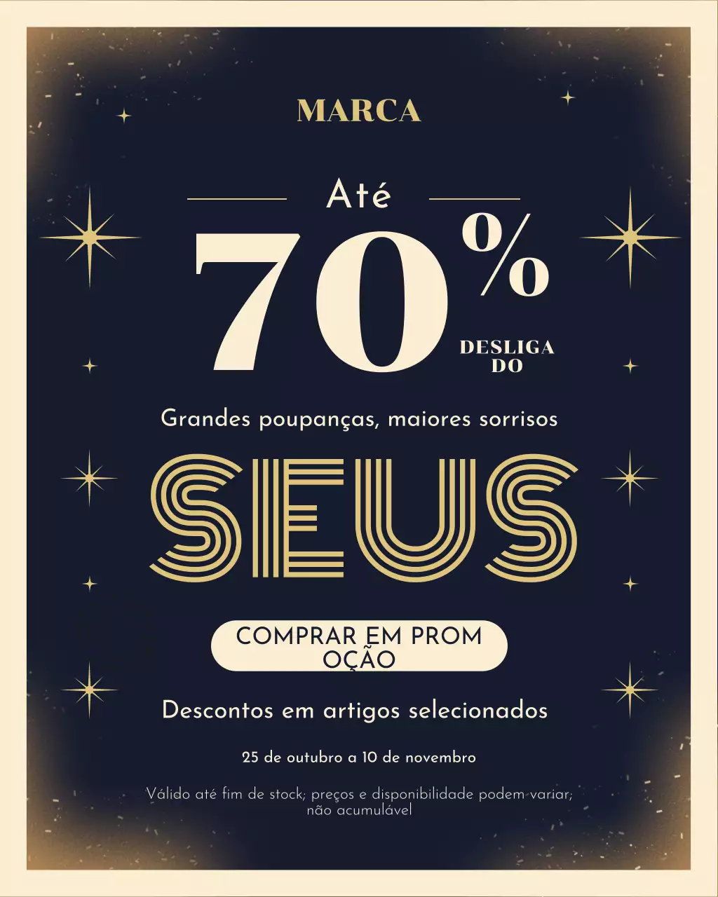 Retrato elegante e preto para promoção de vendas no Instagram