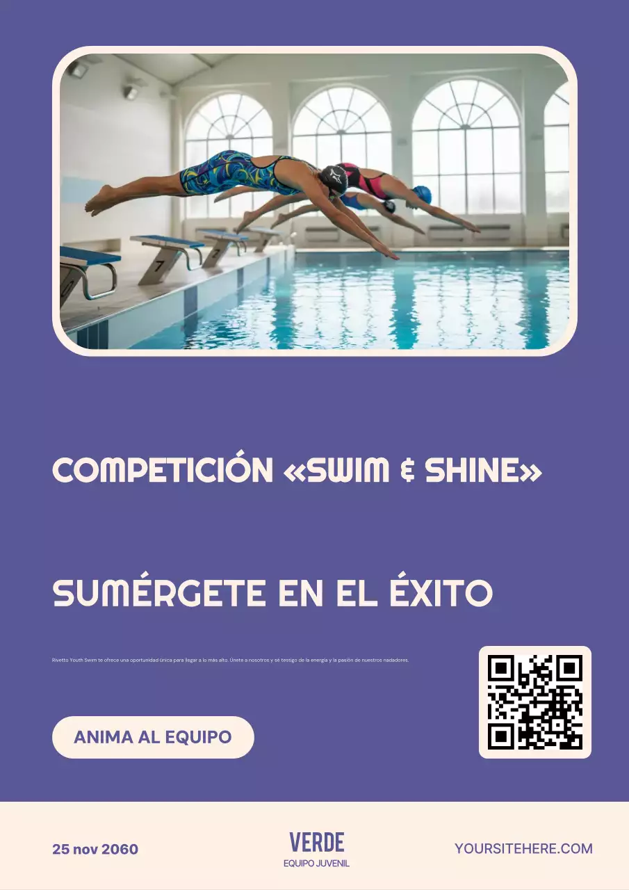 Póster de anuncio del evento Purple Modern Swim