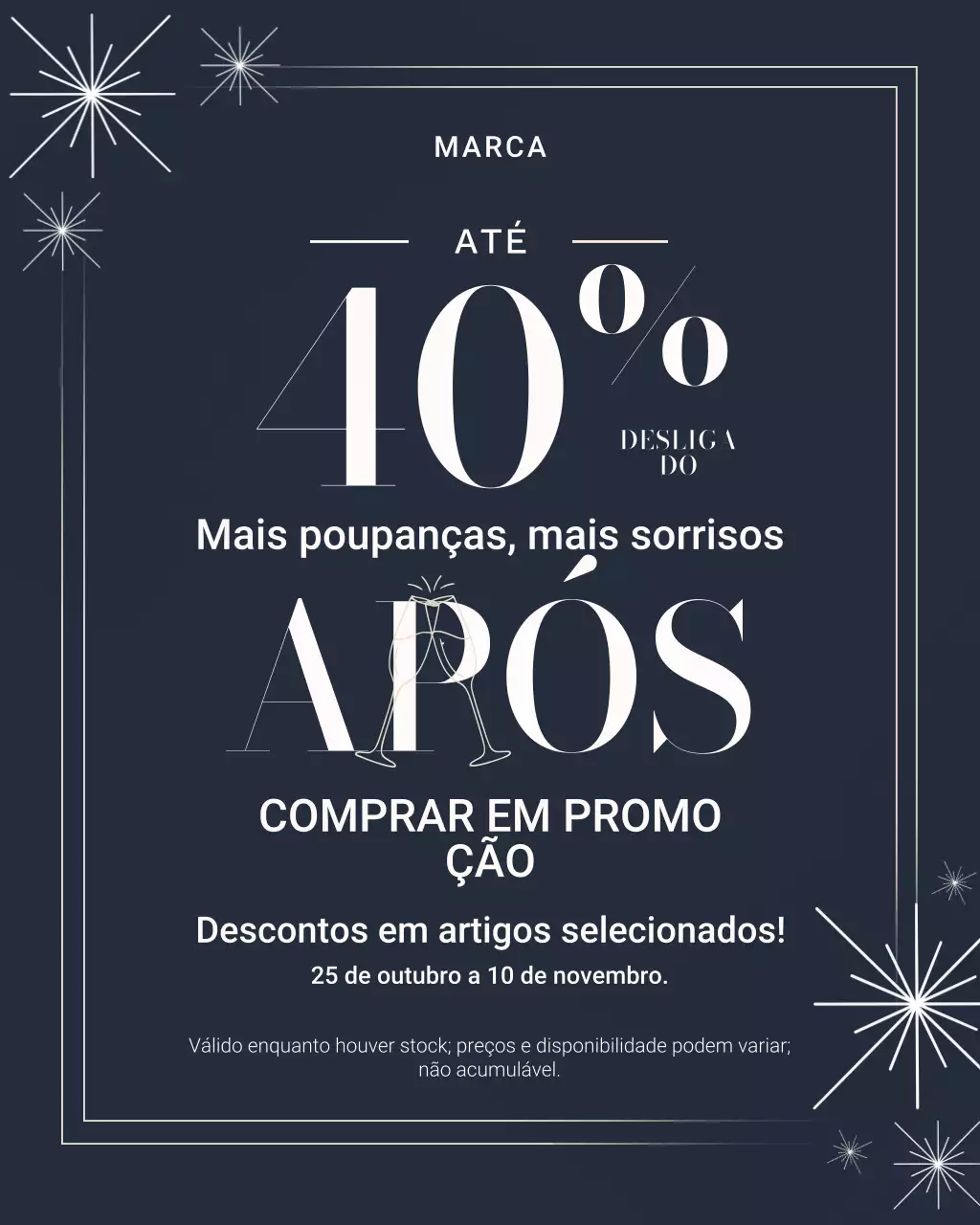 Retrato elegante em azul marinho para promoção de venda no Instagram