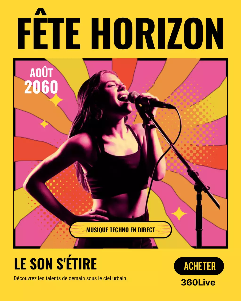 Publication Instagram de la publicité du concert Yellow Retro