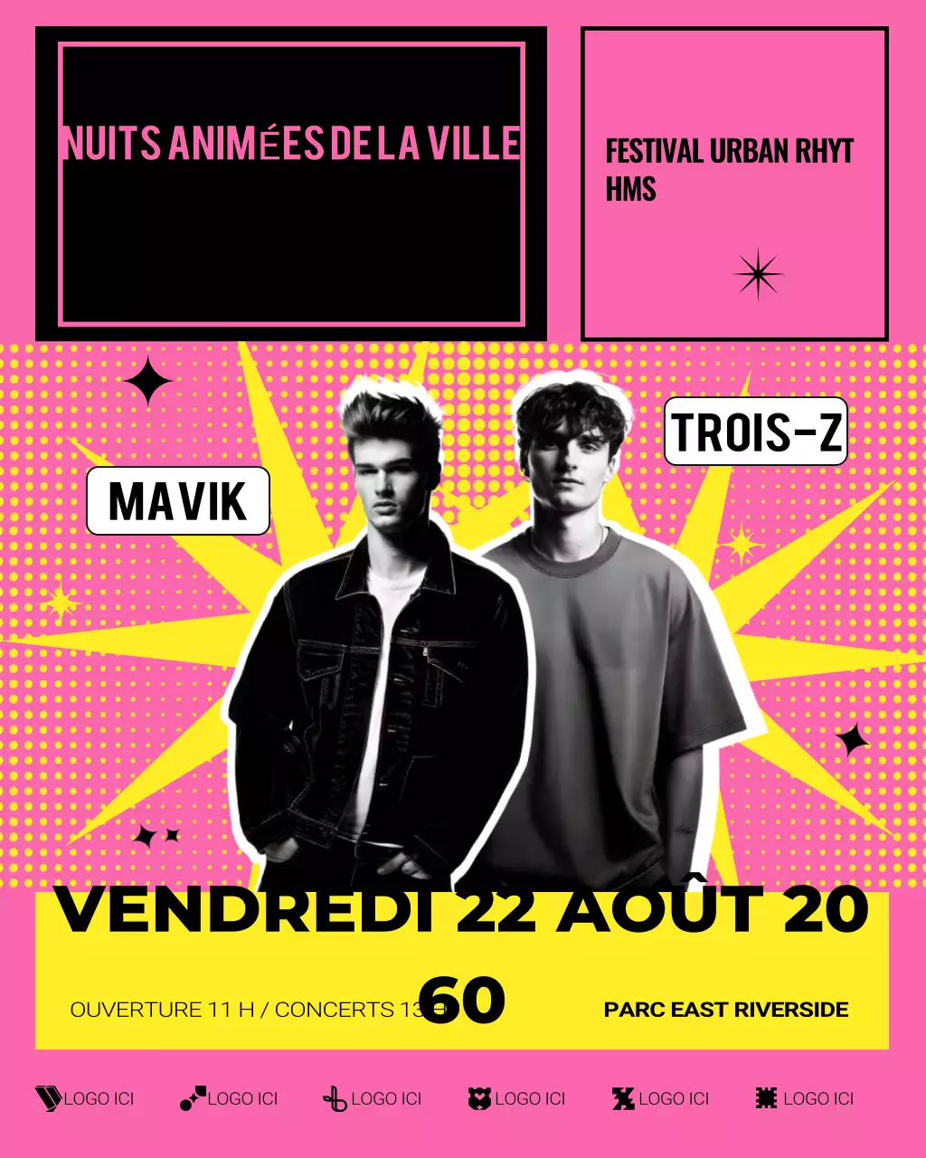 Publication Instagram d'un événement musical rétro rose