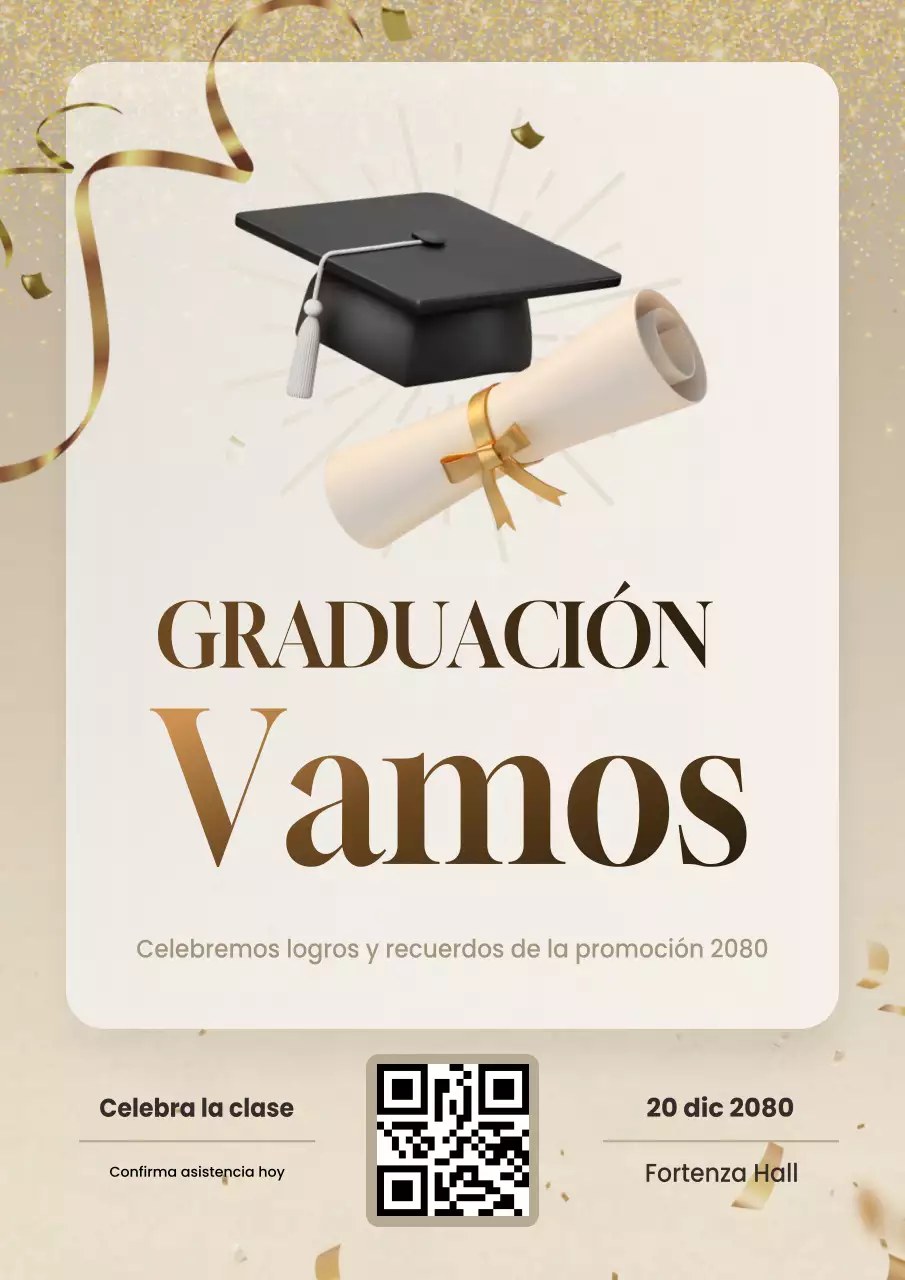 Póster web de la gala de graduación color beige