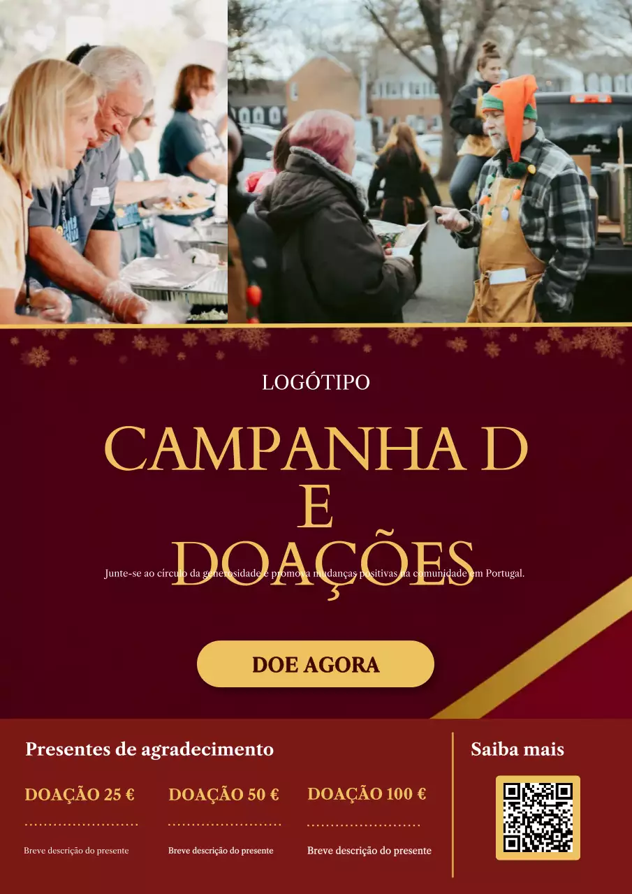 Cartaz vermelho elegante para promoção de doações