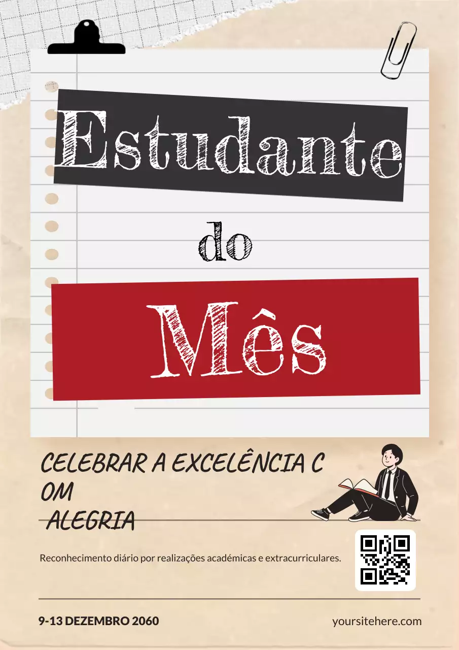 Pôster de anúncio educacional clássico bege