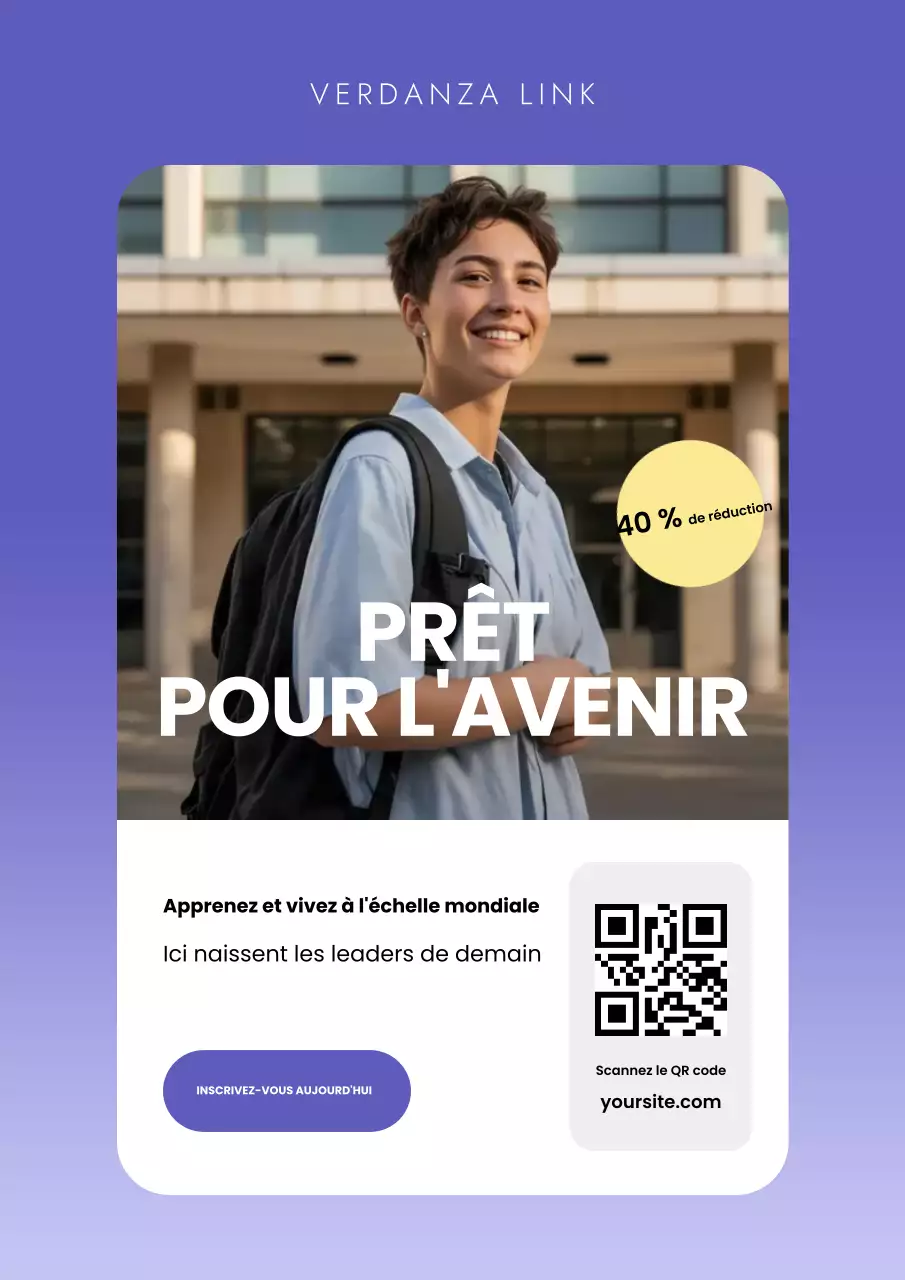 Affiche Web violette de promotion de l'éducation moderne
