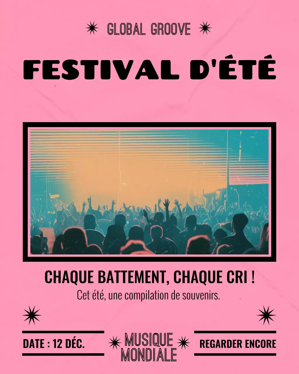 Annonce musicale rétro rose sur Instagram