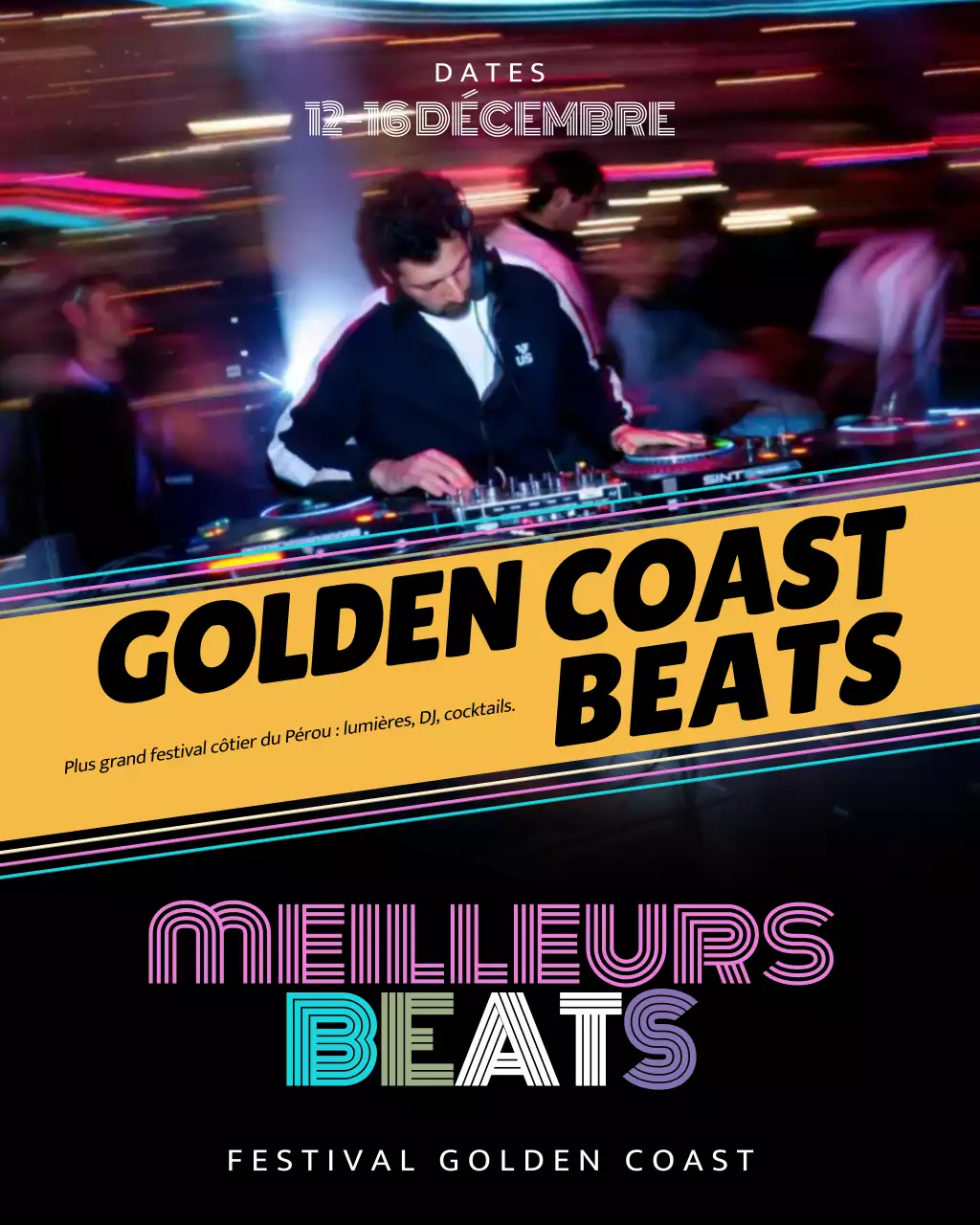 Publication Instagram d'une publicité musicale tendance au néon