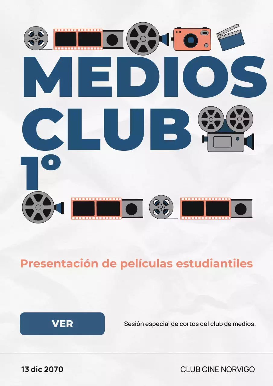 Cartel del evento de cine estudiantil moderno en gris