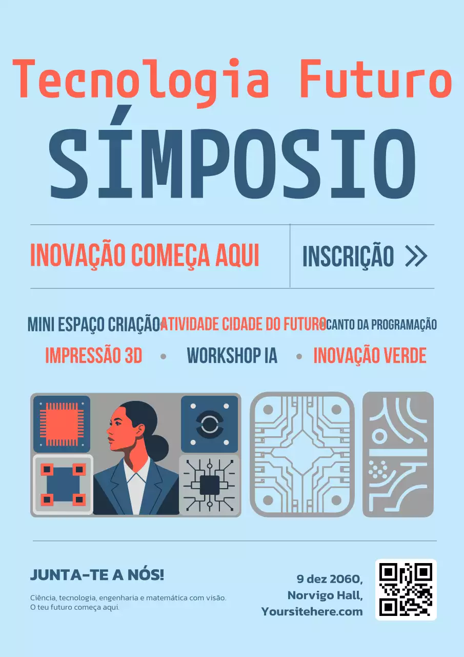 Pôster Azul do Registro de Tecnologia Moderna