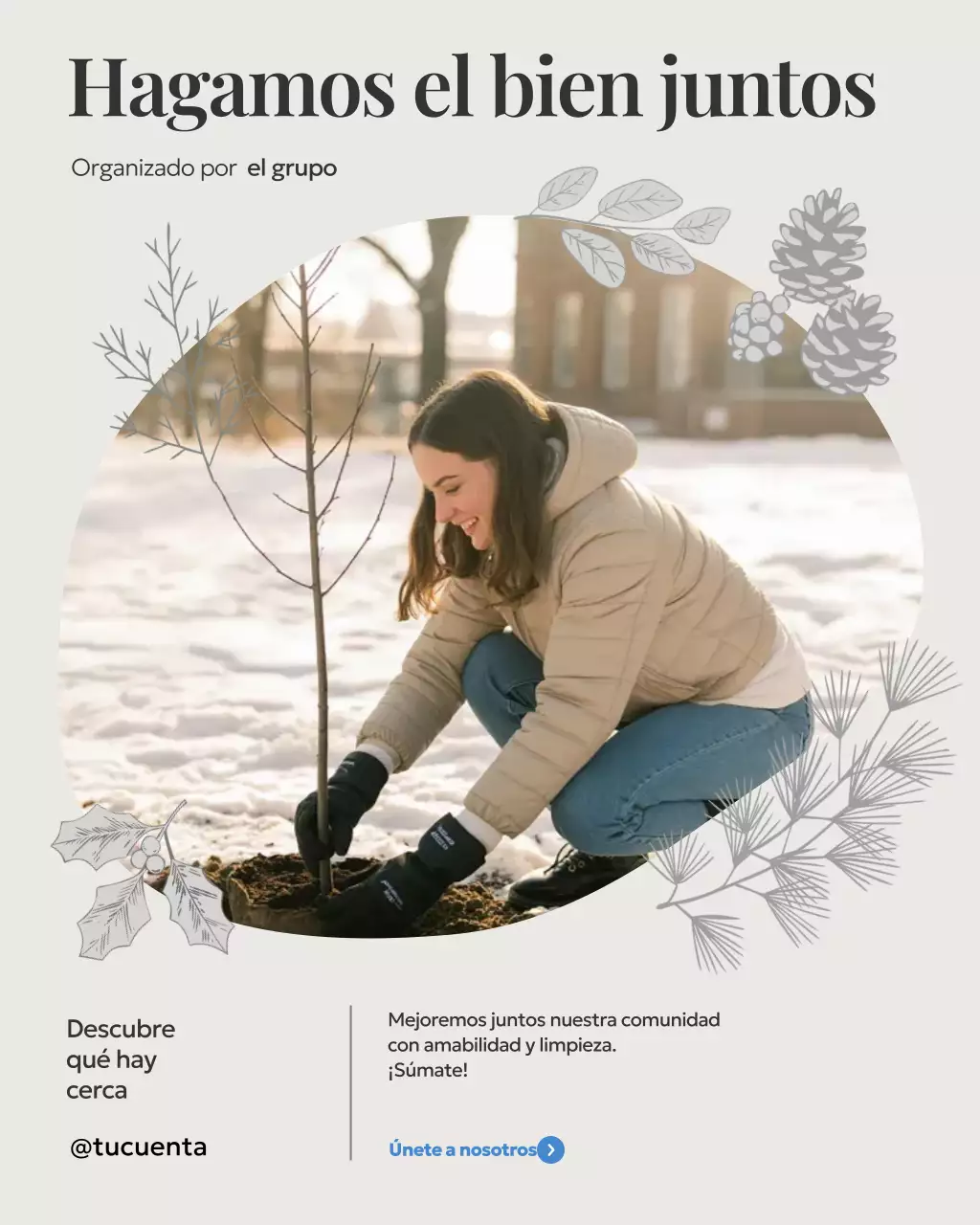 Publicación de Instagram de invitación a la comunidad moderna en beige