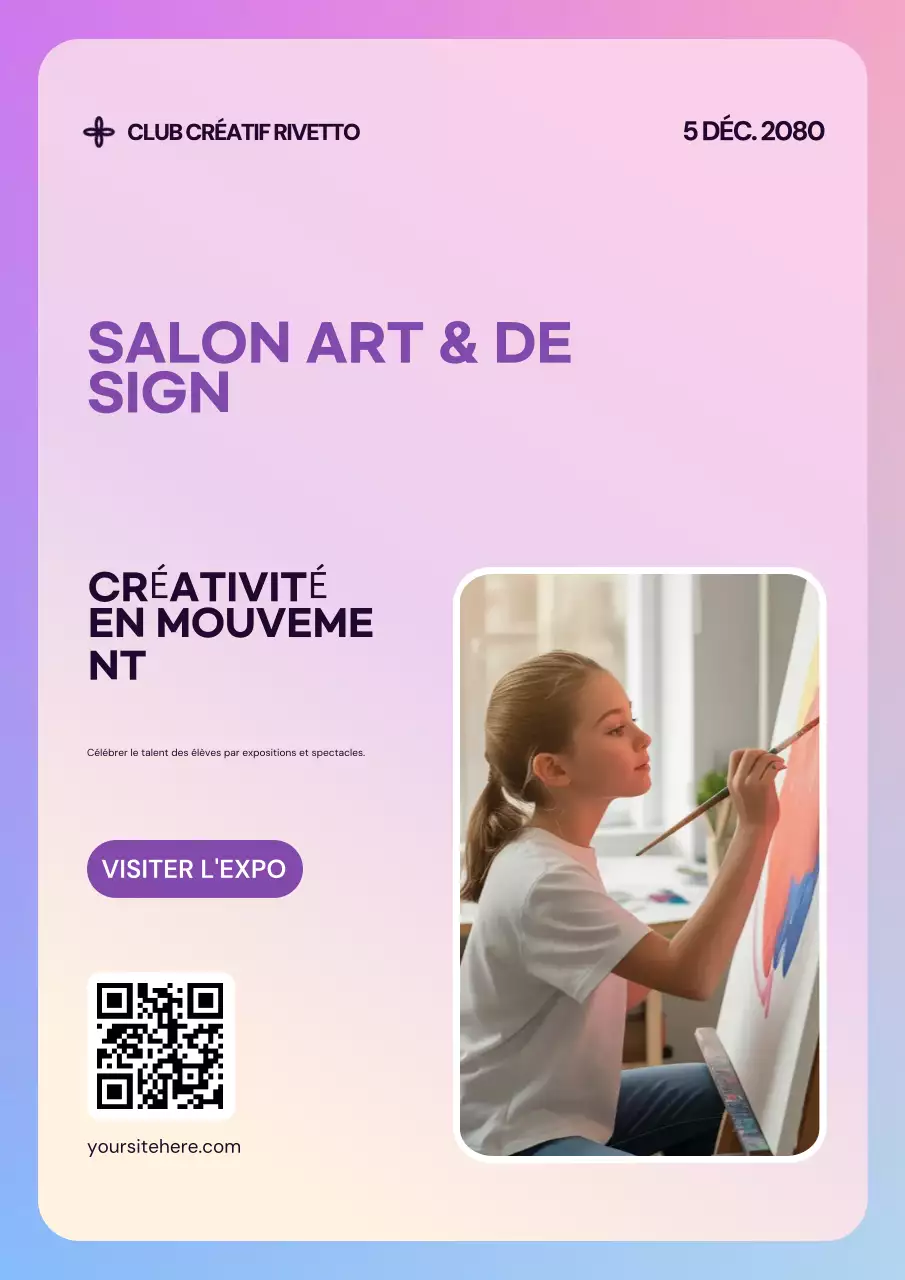 Affiche violette d'exposition d'art moderne