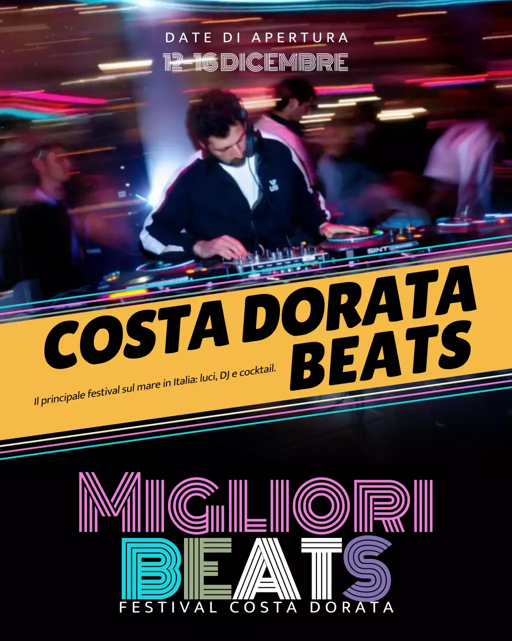 Post Instagram pubblicitario di Neon Trendy Music