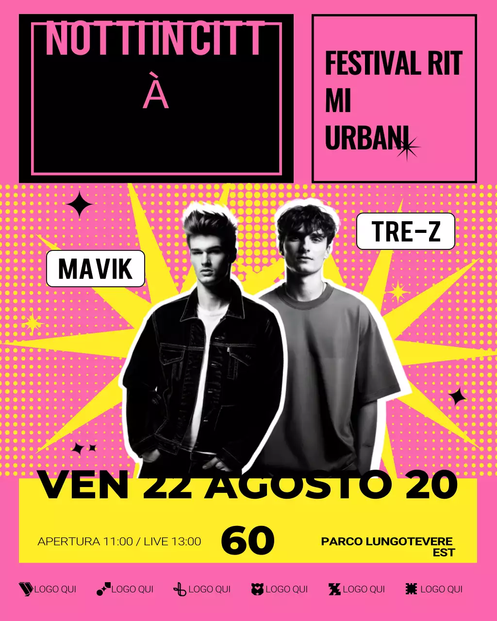 Post Instagram dell'evento musicale Pink Retro