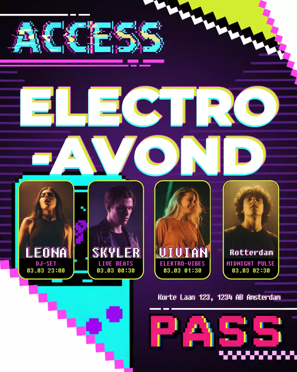 Paarse retromuziekuitnodiging Instagram-post