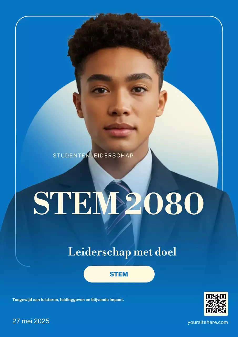 Blauwe poster met aankondiging van modern leiderschap