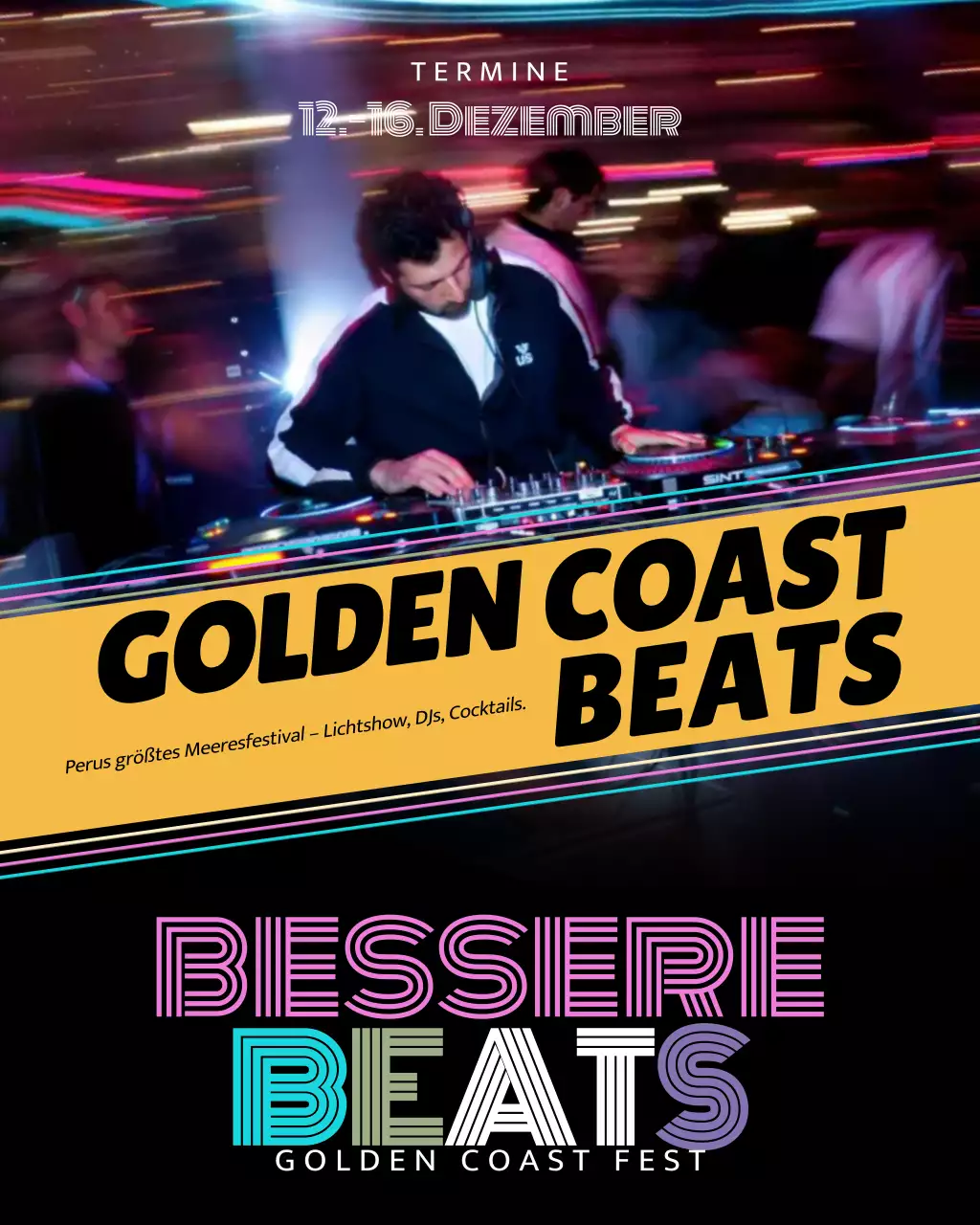 Neonfarbene Trendmusik-Werbung auf Instagram