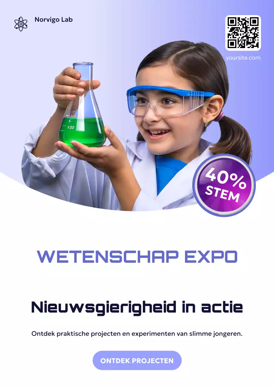 Poster voor aankondiging van Blue Modern Science-evenement