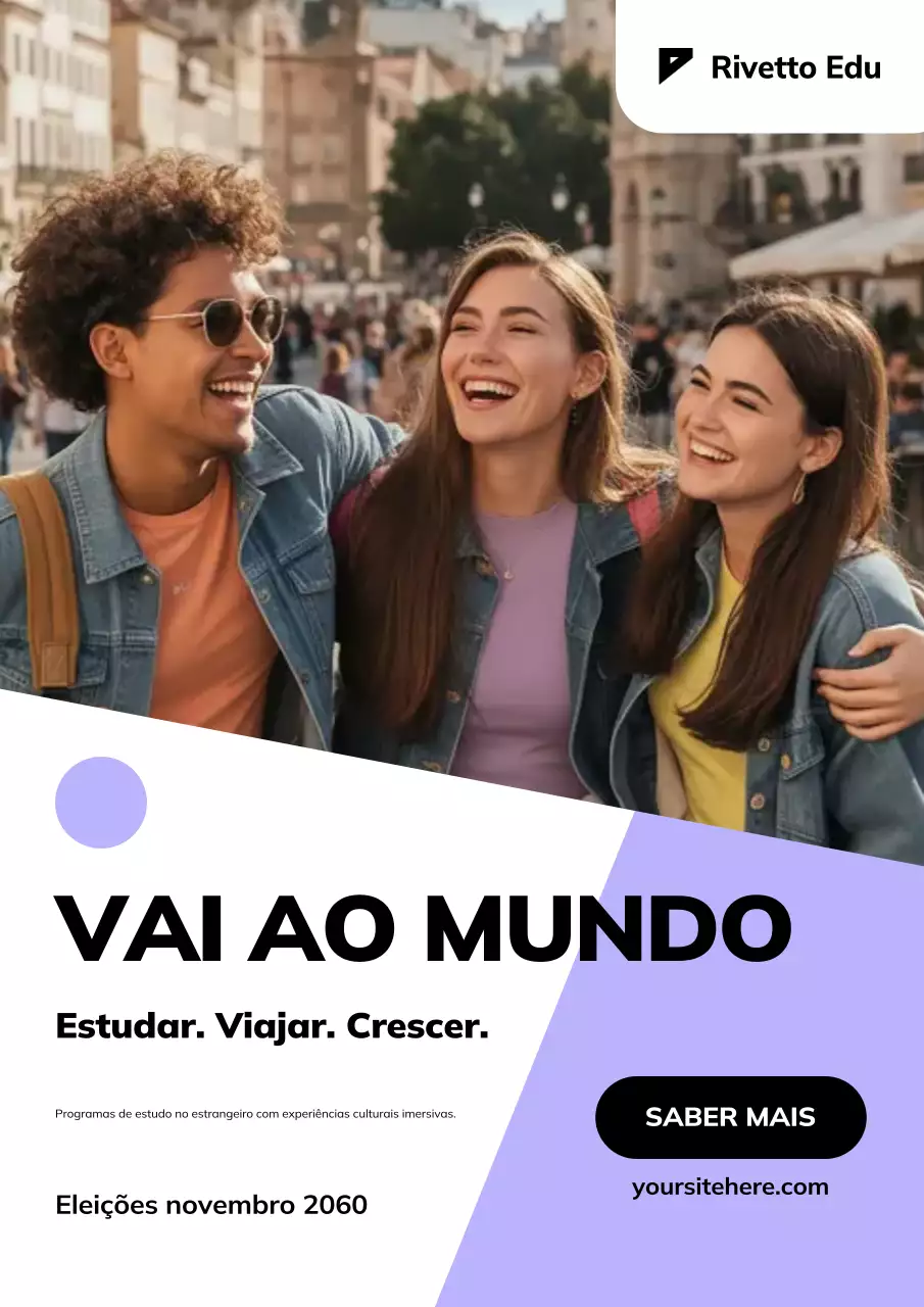 Pôster moderno para promoção de viagens de estudo na web