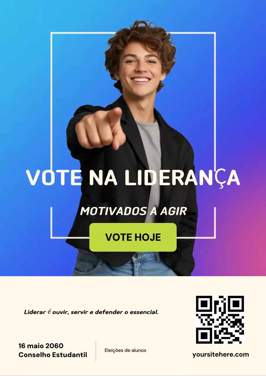 Cartaz moderno com gradiente para eleições estudantis na web