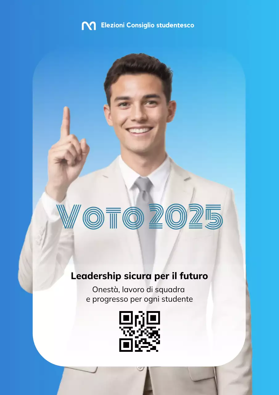 Manifesto elettorale per studenti moderni blu sul web