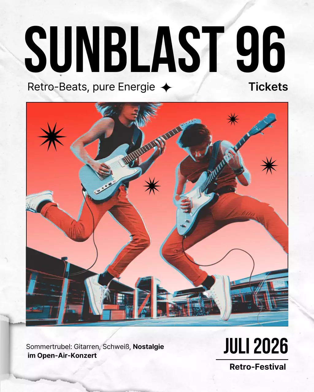 Instagram-Post zur Promotion eines beigen Retro-Musik-Events